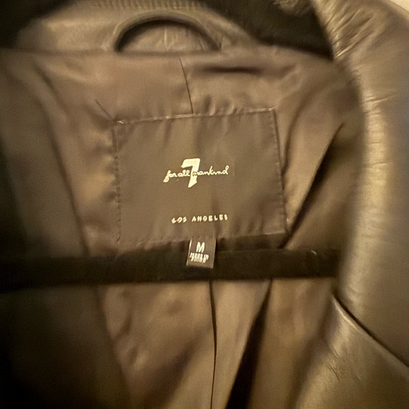 7 for All Mankind Long Black Faux Leather Trench - Picture 4 of 6